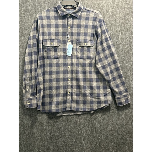 Tailorbyrd Other - Tailorbyrd Button Down Shirt Mens Large Blue Grey New Plaid Sweater Knit Stretch